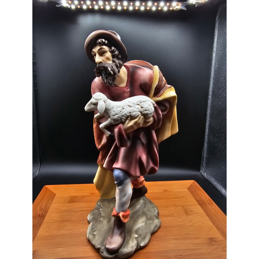 Grandeur Noel 2002 Porcelain Shepherd with Lamb Nativity Replacement 10.5"